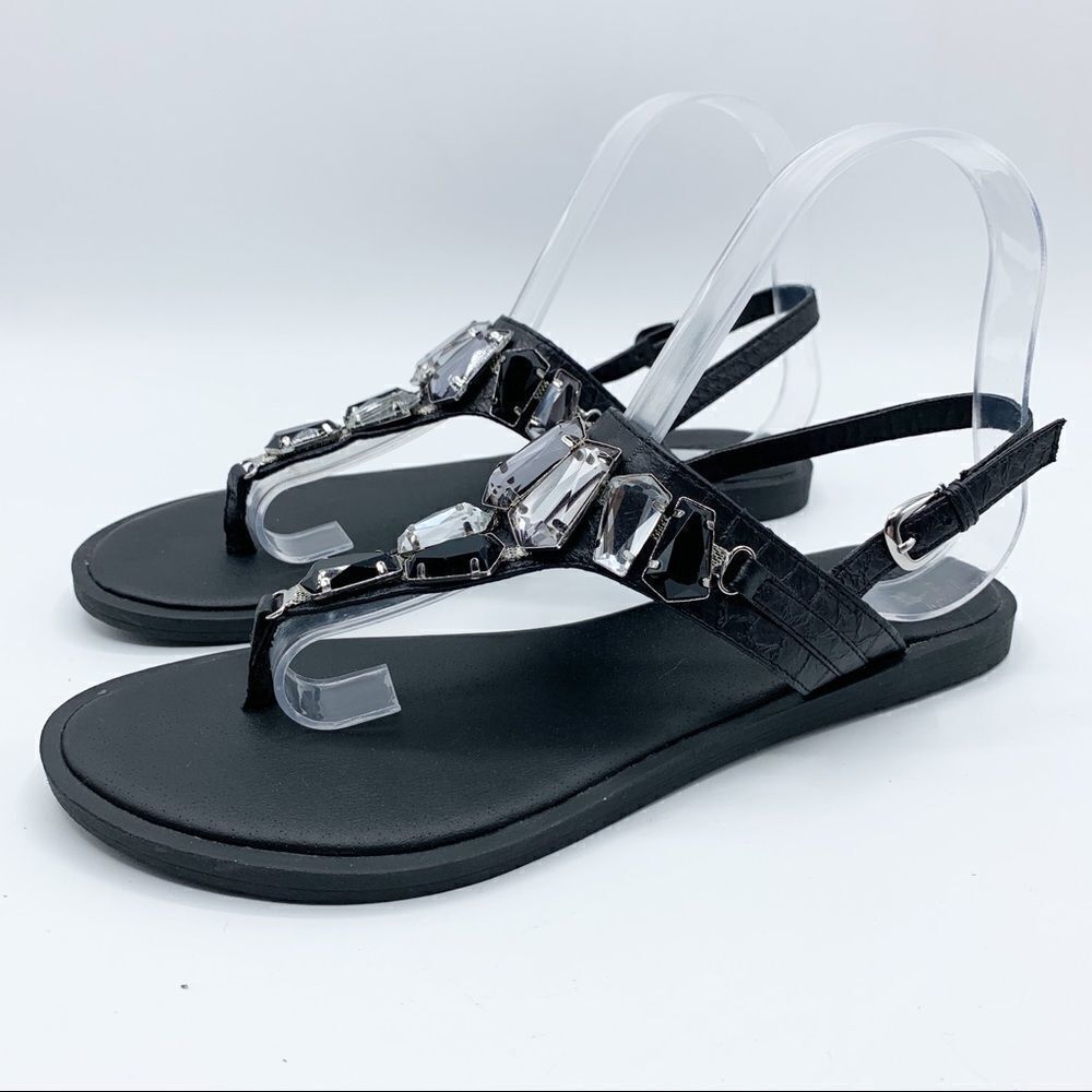 ‎Kenneth Cole Reaction Black Crystal Thong Sandal